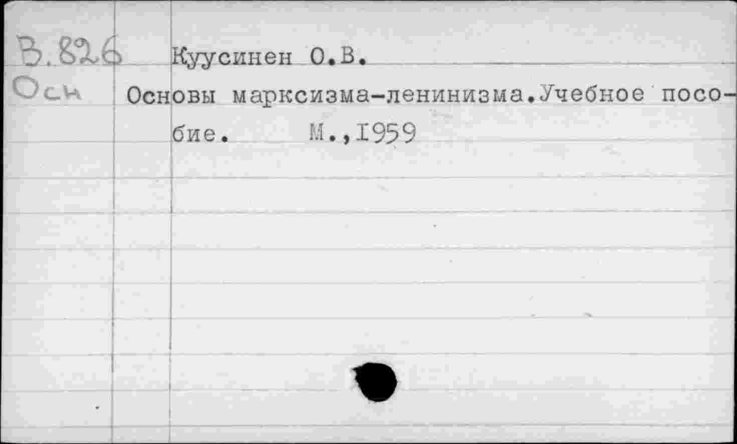 ﻿Куусинен О.В. ____________
Основы марксизма-ленинизма.Учебное посо бие. М.,1959